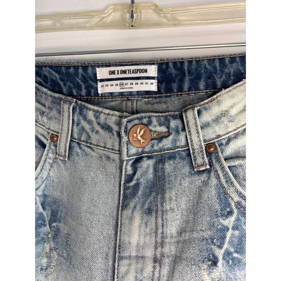 One Teaspoon Blue Hart Freebird Denim Jeans High Waist Distressed Size 26 NWT - Picture 5 of 8